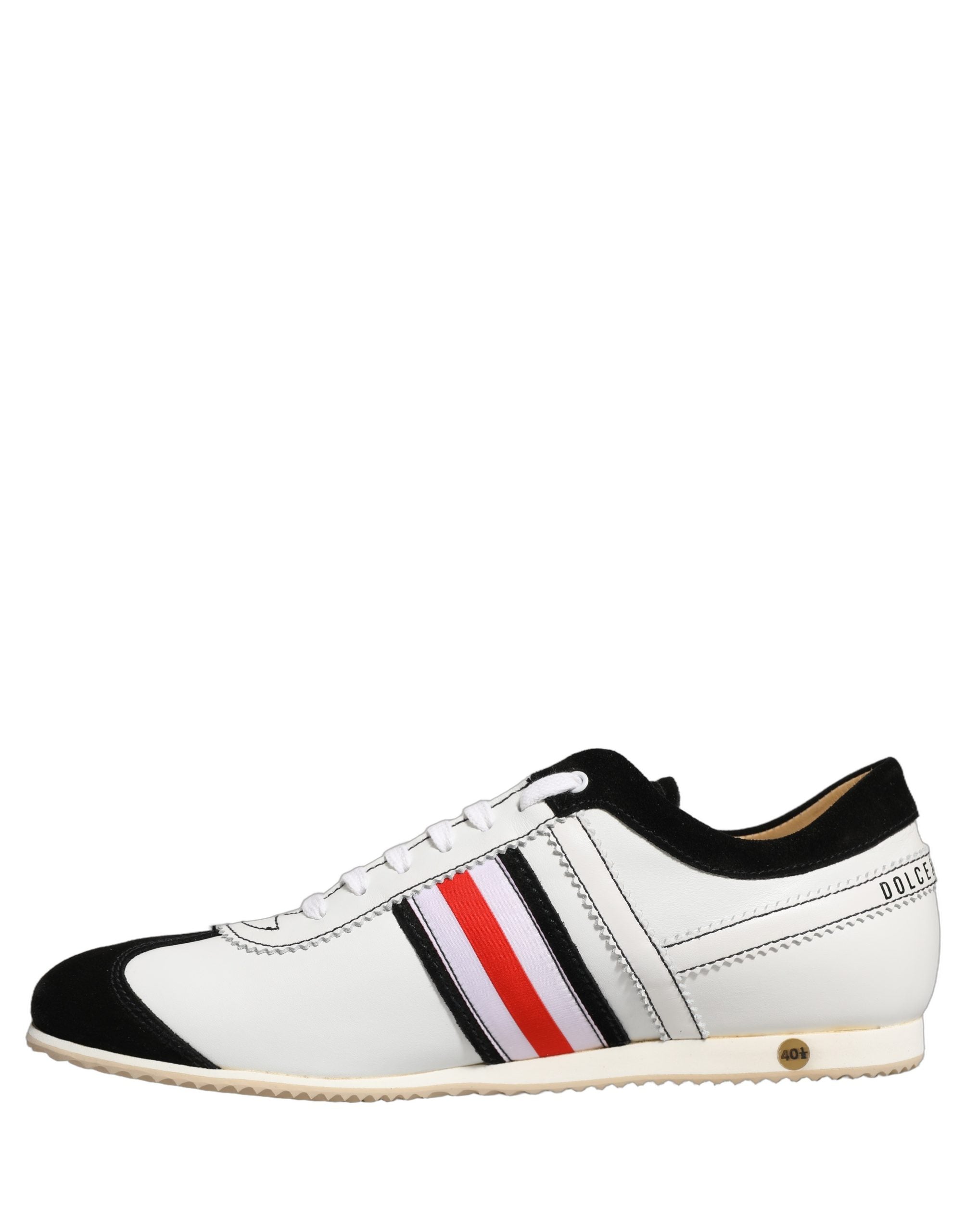 Dolce & Gabbana Black White Leather Suede Low Top Sneakers Women's Shoes