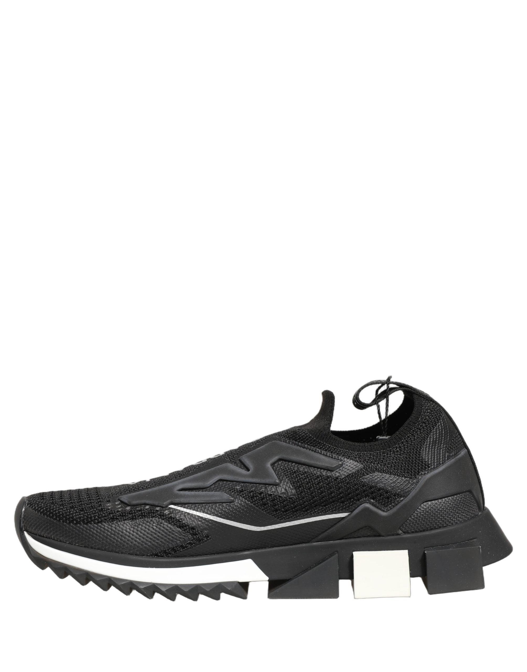 Dolce & Gabbana Black White Sorrento Slip-On Logo Sneakers Women's Shoes