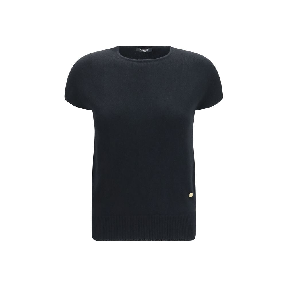 Balmain Black Wool Oves Aries Sleeveles Women's Sweater