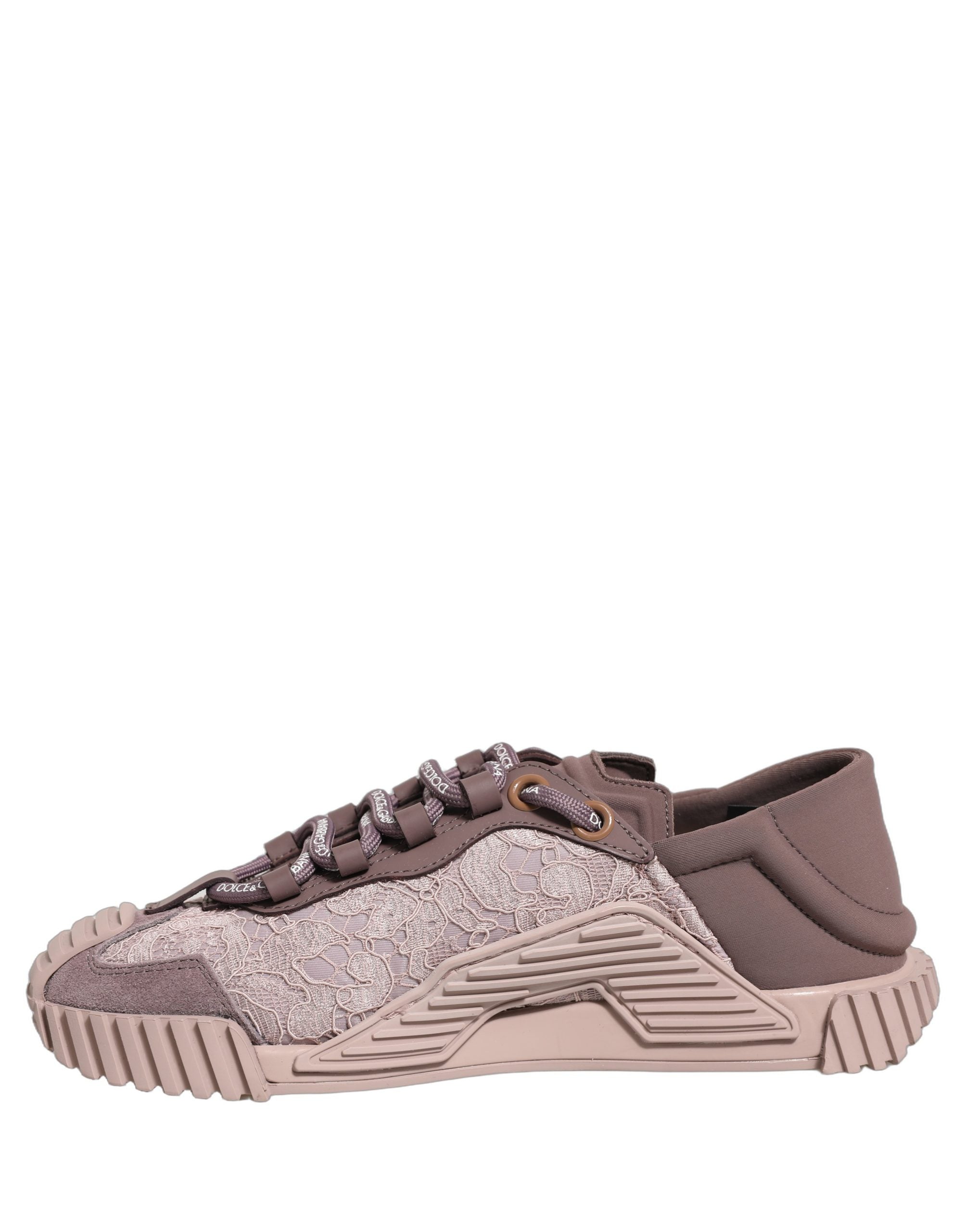 Dolce & Gabbana Pink Lace NS1 Low Top Sneaker Sports Women's Shoes