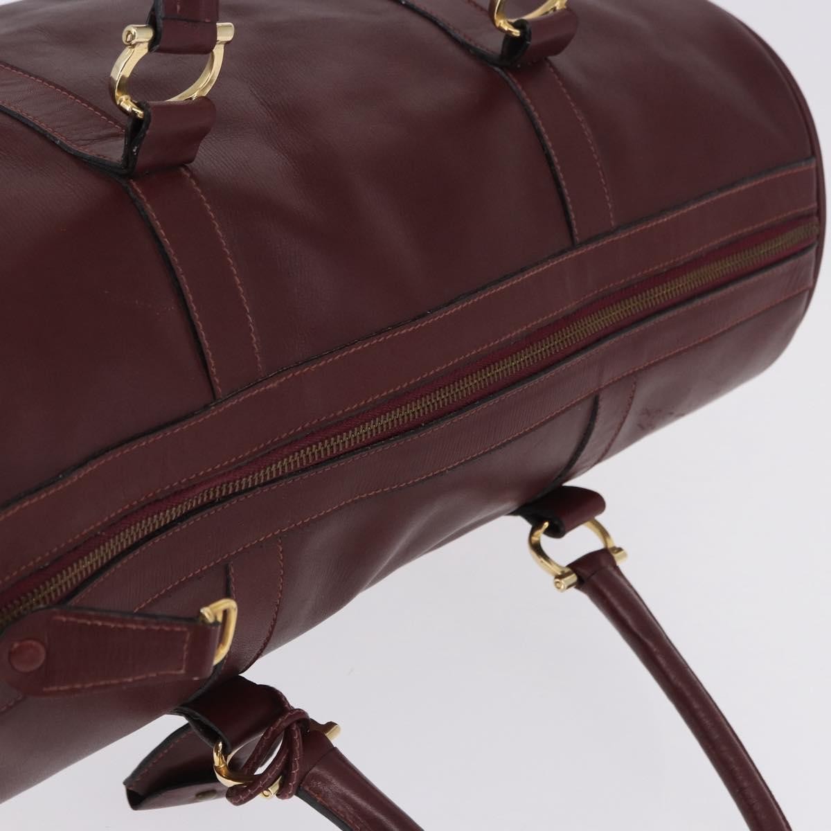 Cartier Must De Cartier Boston Leather Burgundy Leather Travel Bag Bag (Pre-Owned)