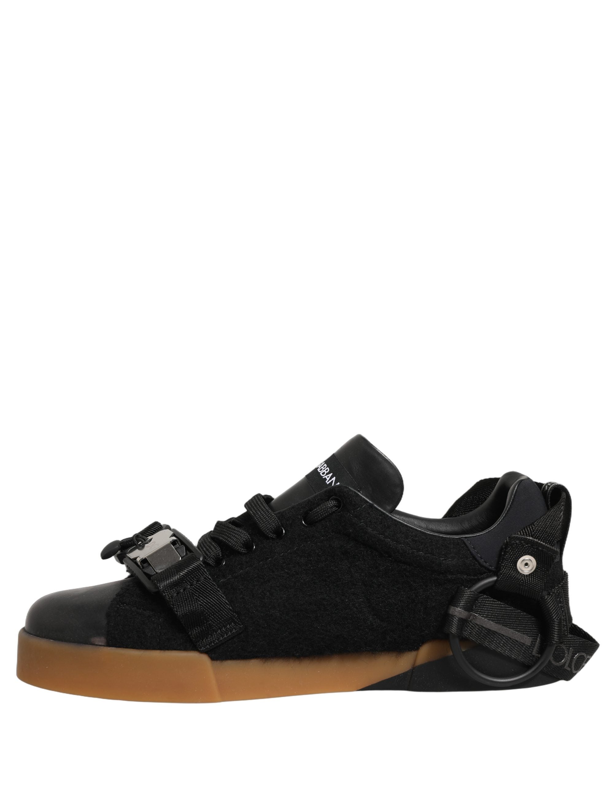 Dolce & Gabbana Black Leather Low Trainers Men Sneakers Men's Shoes