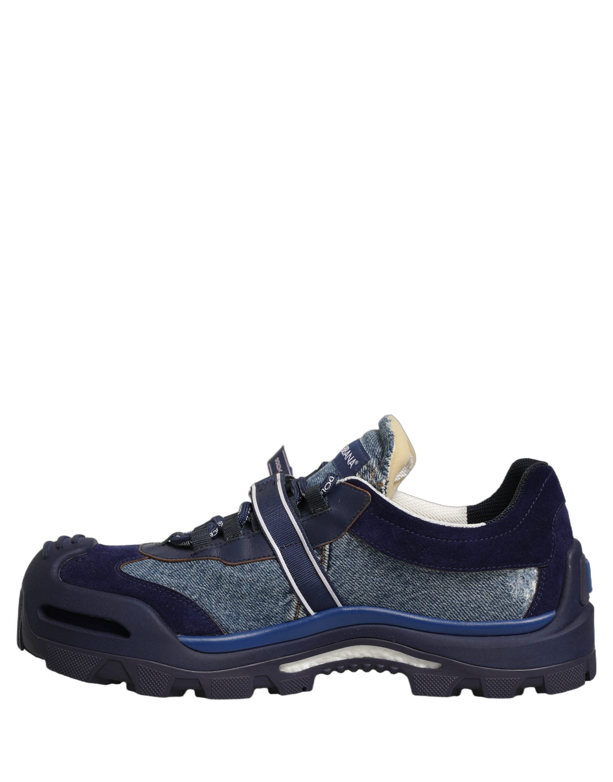 Dolce & Gabbana Blue Airmaster Panelled Low Top Denim Sneakers Men's Shoes
