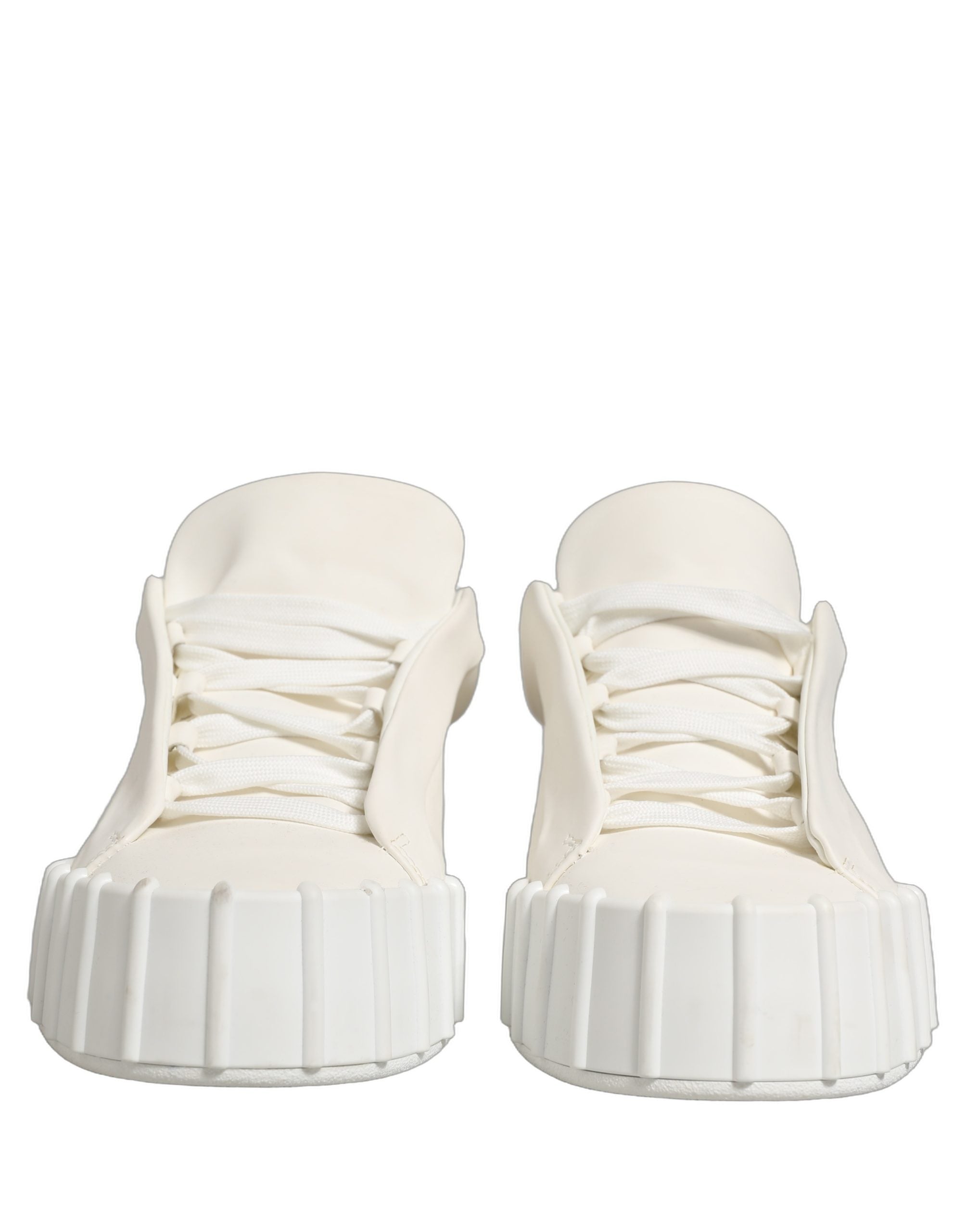 Dolce & Gabbana White Leather Low Top Lace Up Sneakers Men's Shoes