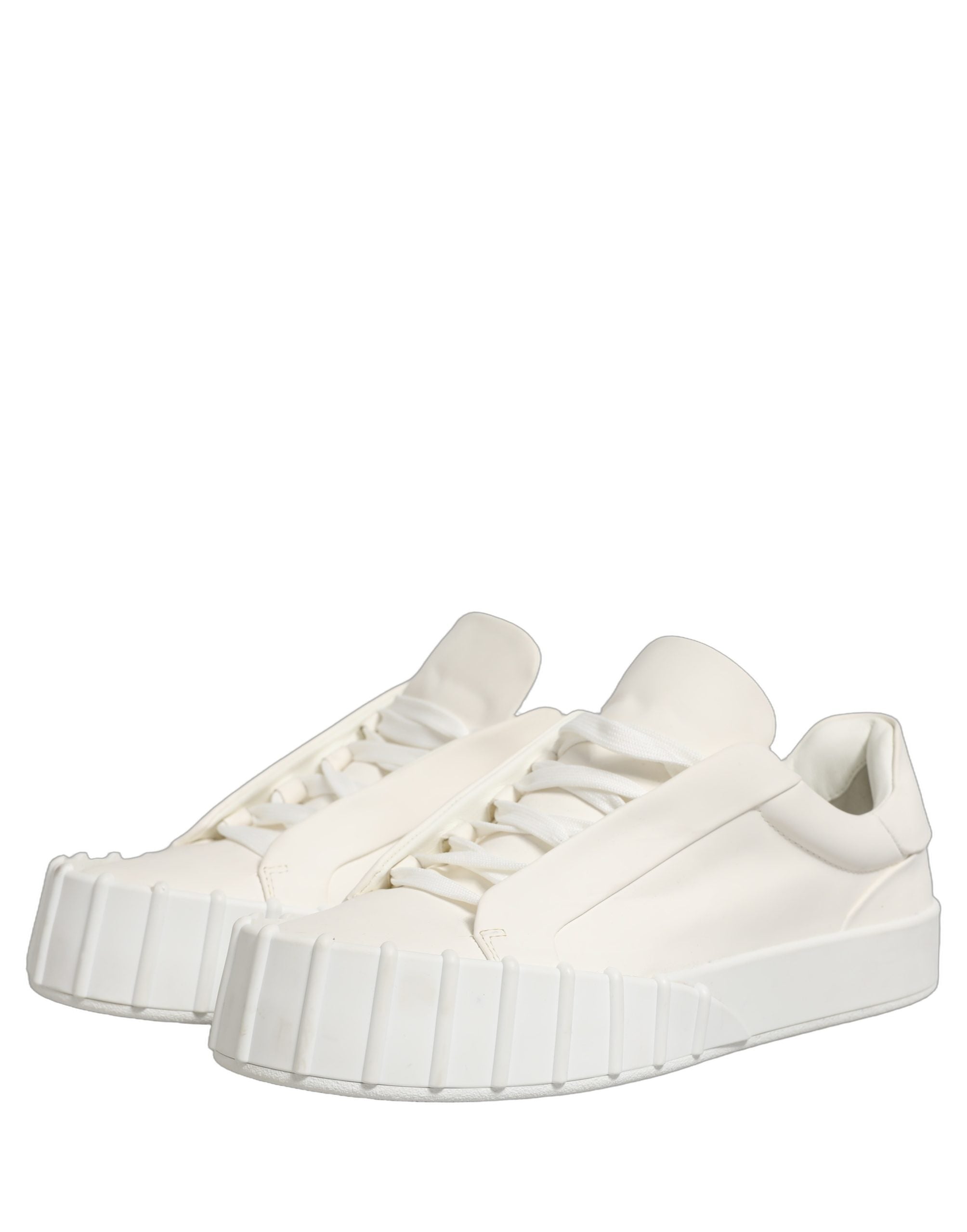 Dolce & Gabbana White Leather Low Top Lace Up Sneakers Men's Shoes