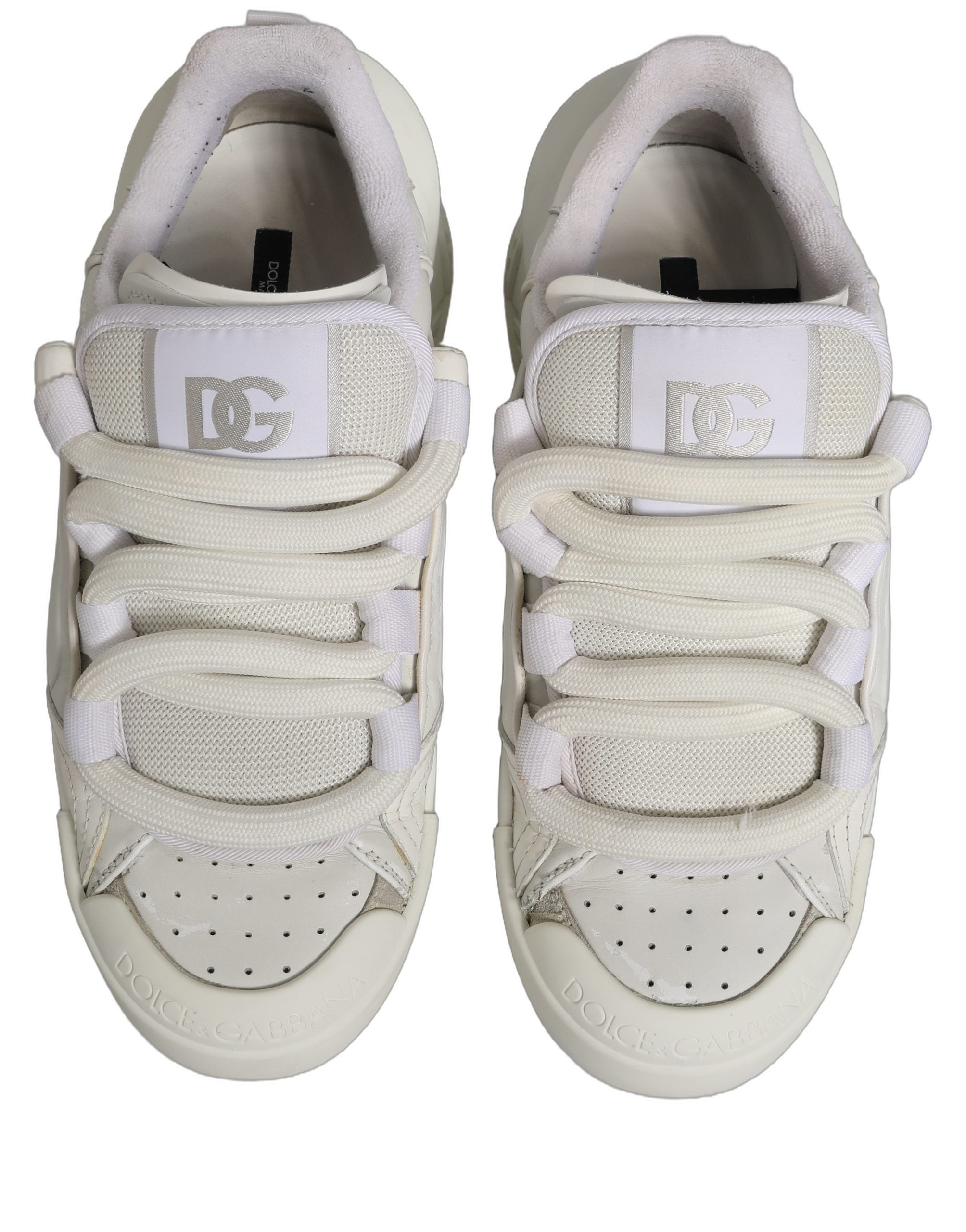Dolce & Gabbana White Leather Portofino Space Sneakers Men's Shoes (Pre-Owned)