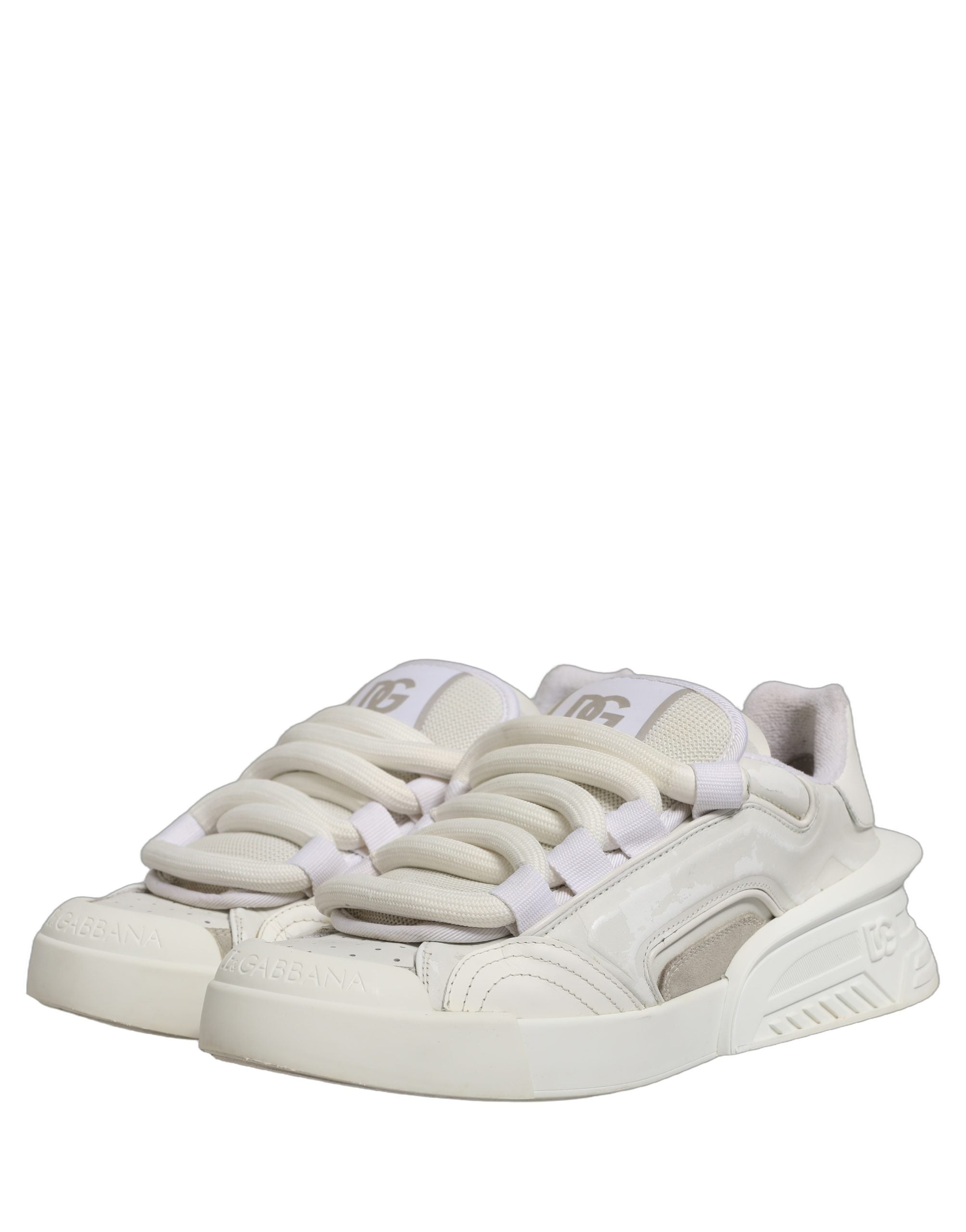 Dolce & Gabbana White Leather Portofino Space Sneakers Men's Shoes (Pre-Owned)