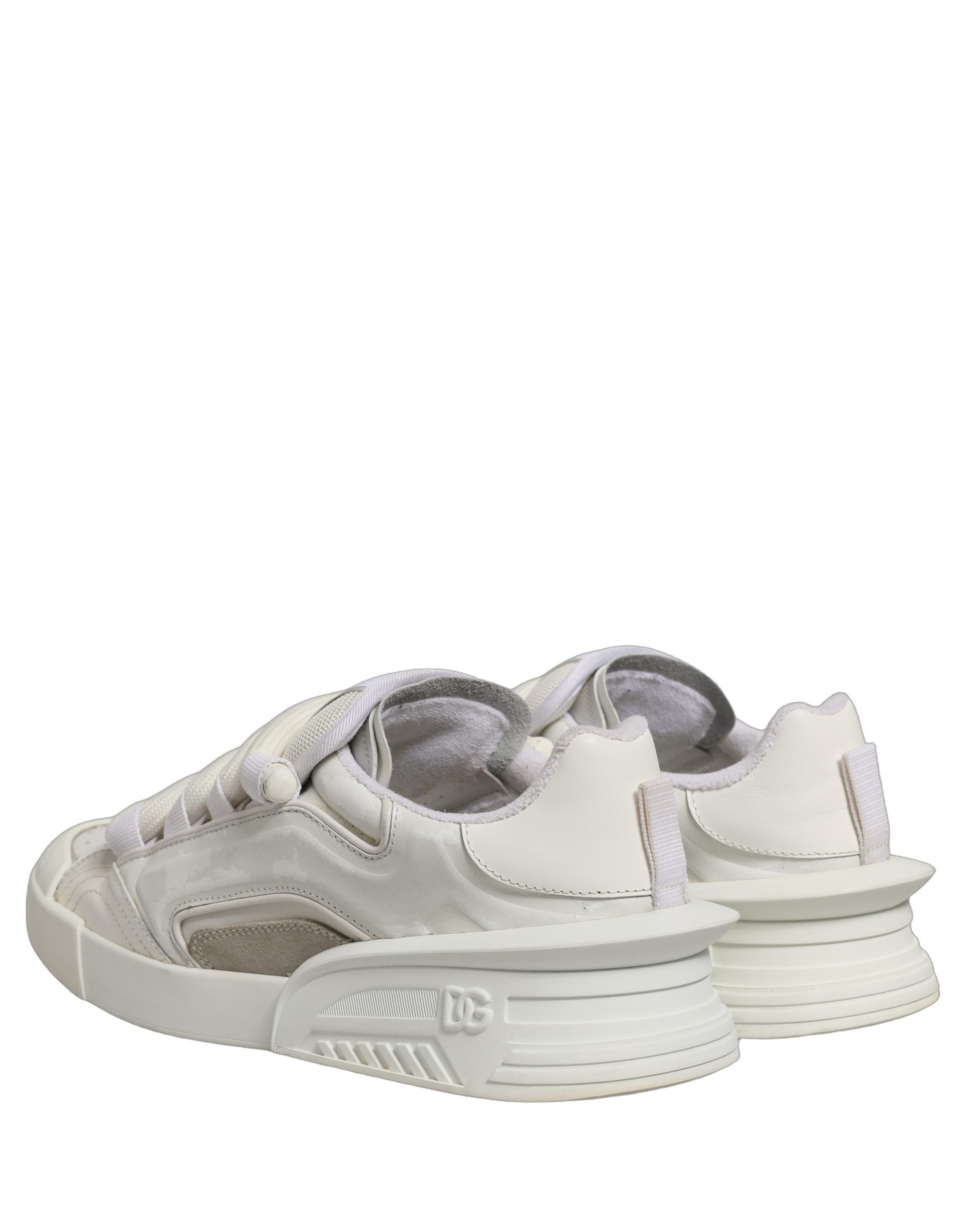 Dolce & Gabbana White Leather Portofino Space Sneakers Men's Shoes (Pre-Owned)