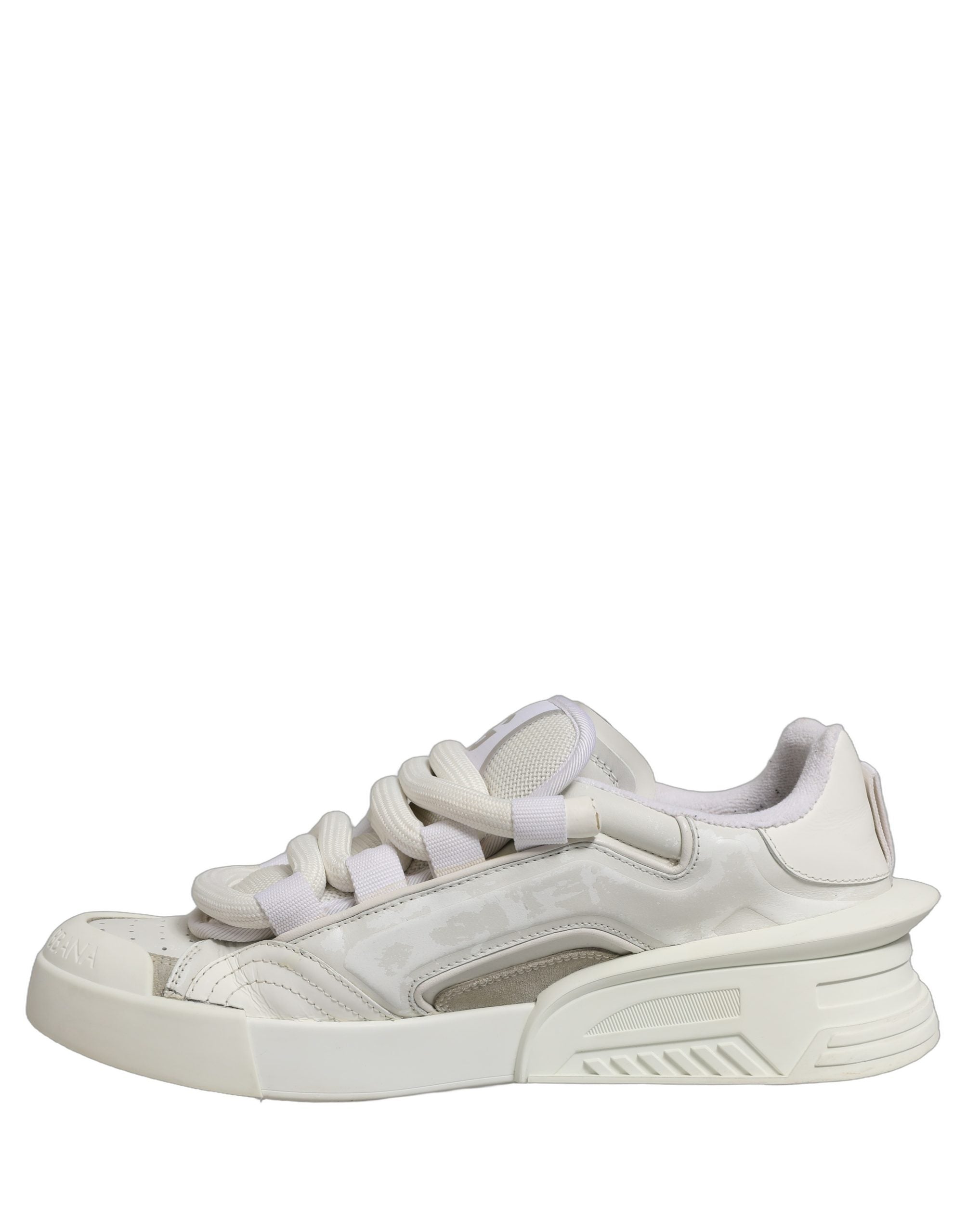 Dolce & Gabbana White Leather Portofino Space Sneakers Men's Shoes (Pre-Owned)