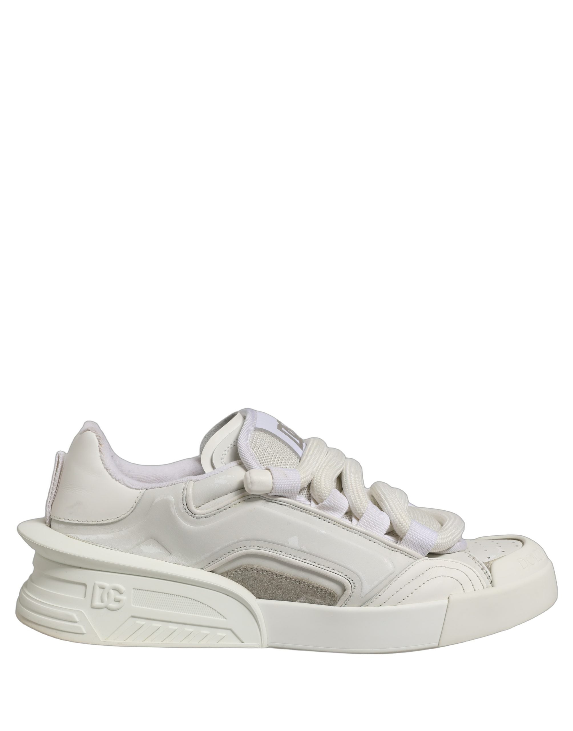 Dolce & Gabbana White Leather Portofino Space Sneakers Men's Shoes (Pre-Owned)