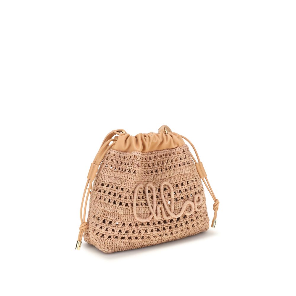 Chloé Beige Raffia Shoulder Women's Bag