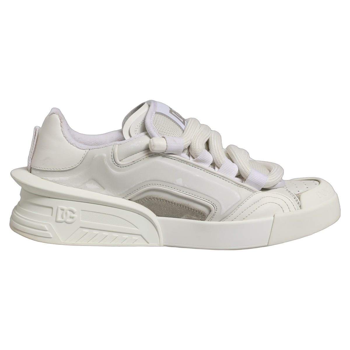 Dolce & Gabbana White Leather Portofino Space Sneakers Men's Shoes (Pre-Owned)