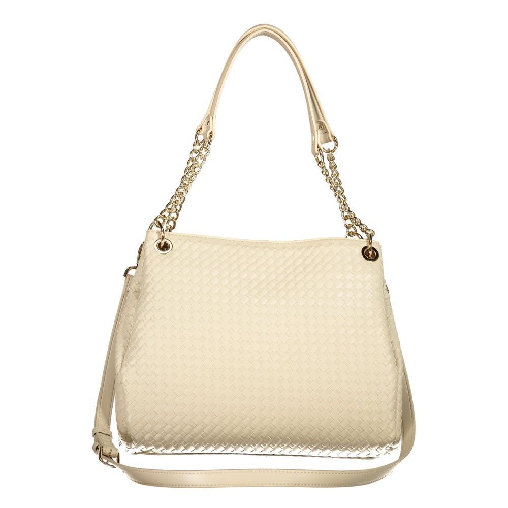Mario Valentino Beige Polyurethane Women's Bag with Adjustable and Removable Women's Strap