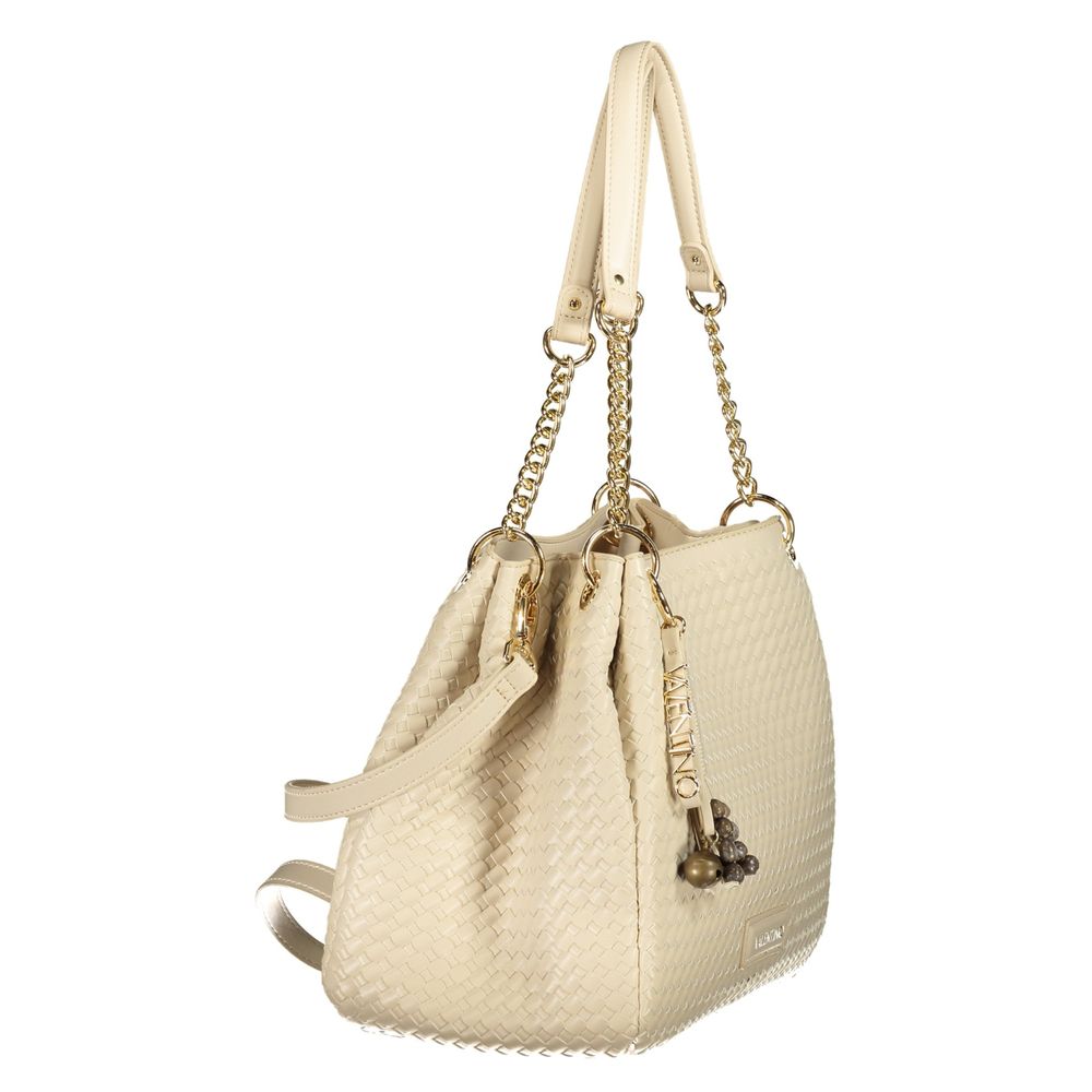 Mario Valentino Beige Polyurethane Women's Bag with Adjustable and Removable Women's Strap