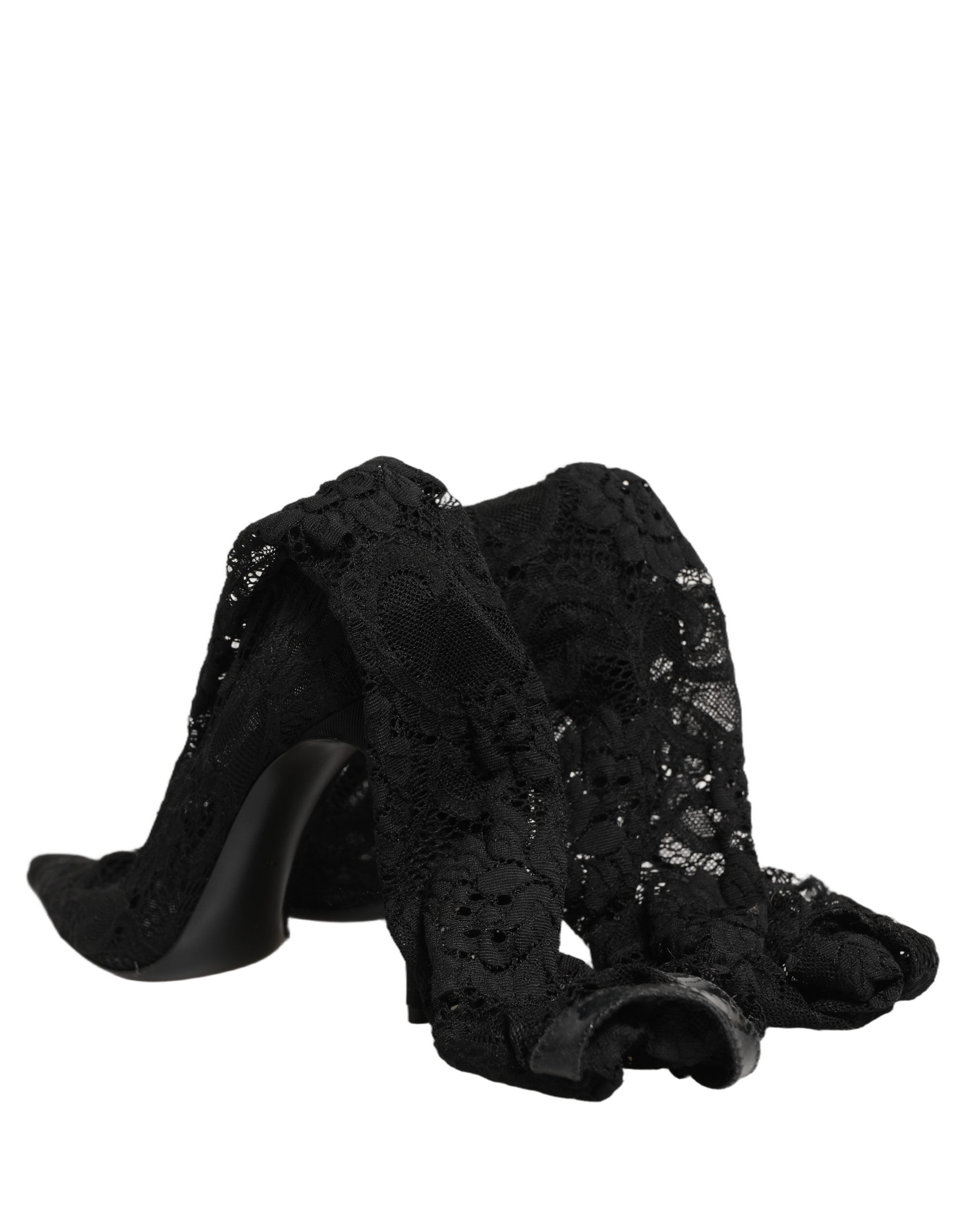 Dolce & Gabbana Black Taormina Lace Socks Boots Pumps Women's Shoes (Pre-Owned)