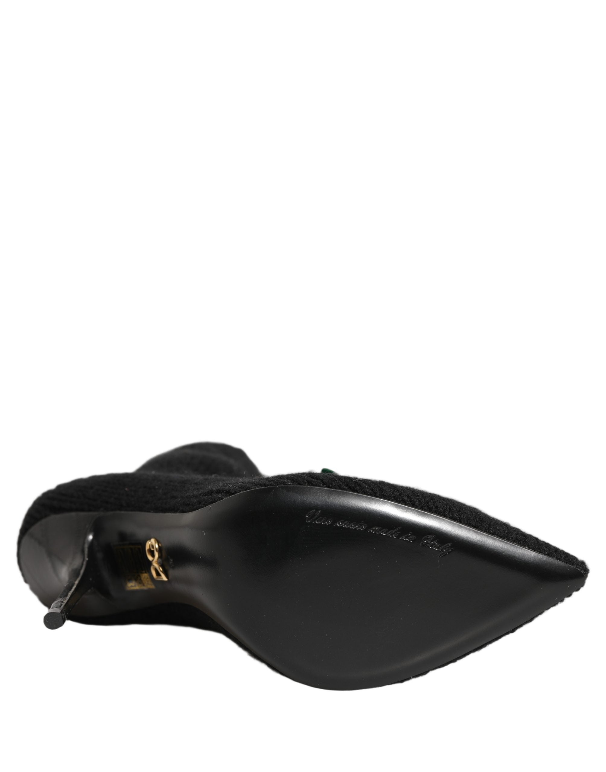 Dolce & Gabbana Black Stiletto Heels Mid Calf Boots Women's Shoes