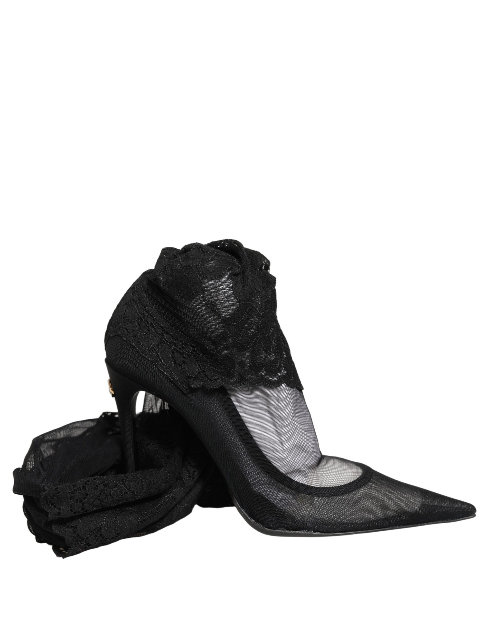 Dolce & Gabbana Black Over The Knee Sock Pumps Boots Women's Shoes