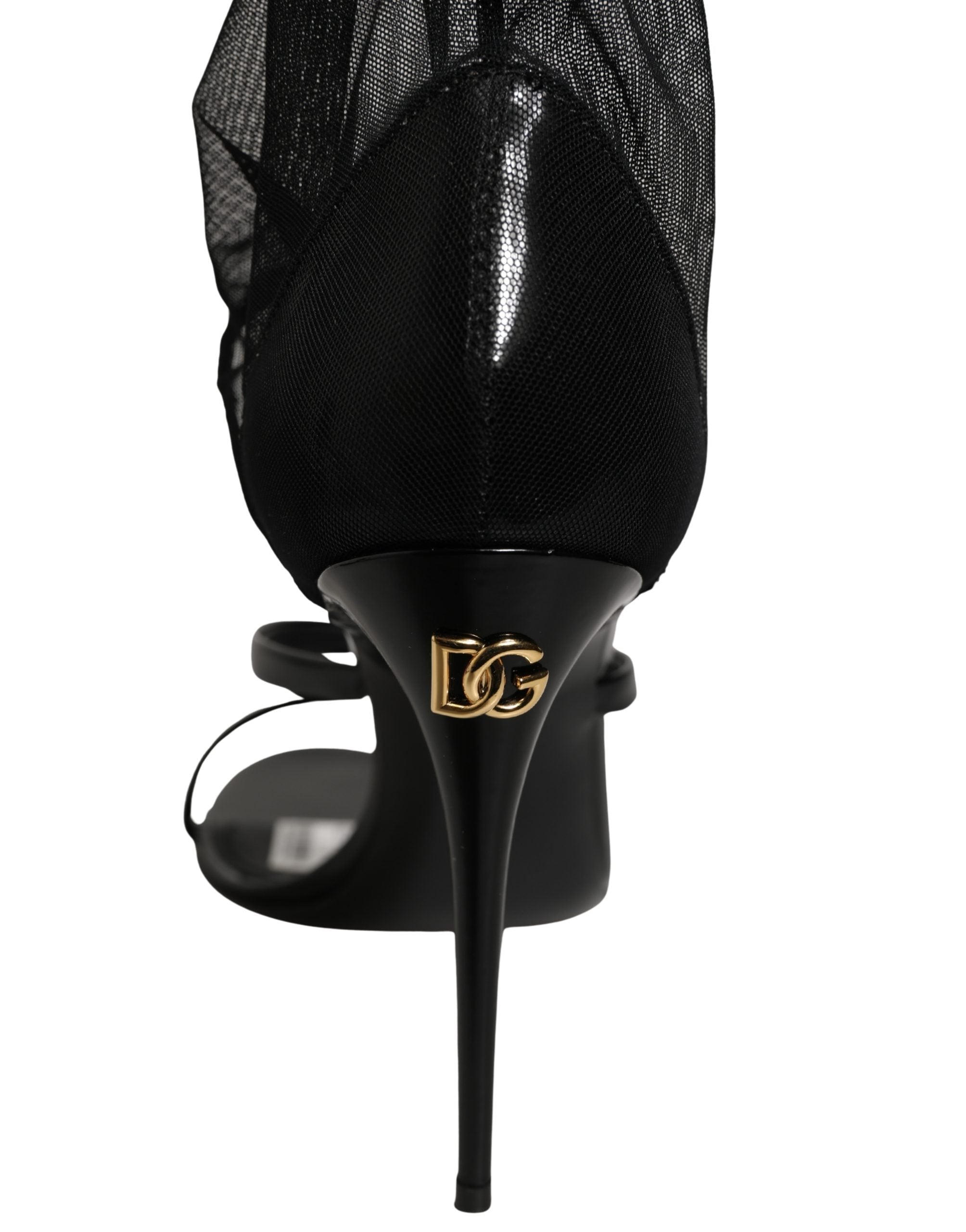 Dolce & Gabbana Stiletto Sandals Socks Knee High Boots Women's Black