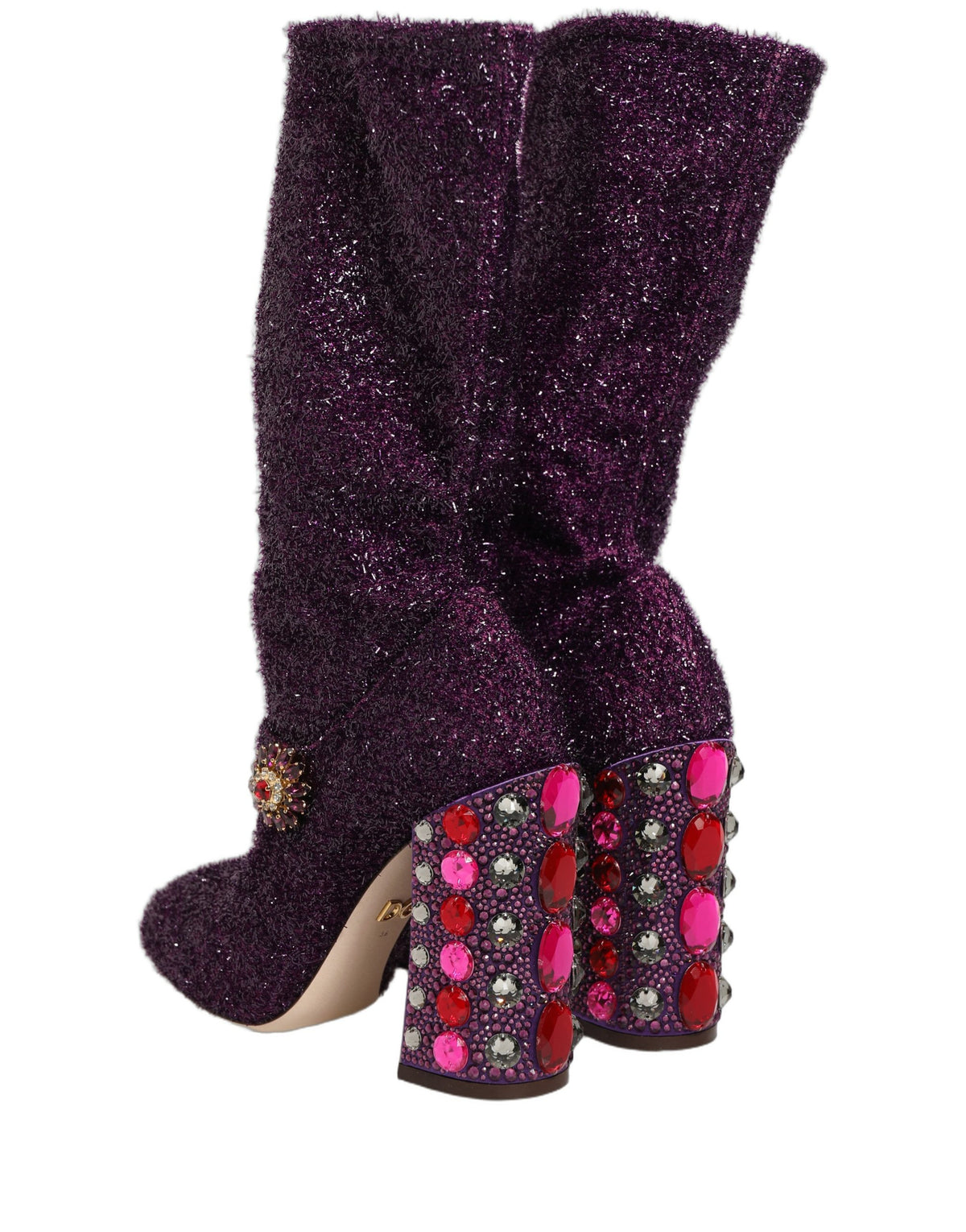 Dolce & Gabbana Purple Crystal Lurex Fantasy Boots Women's Shoes (Pre-Owned)