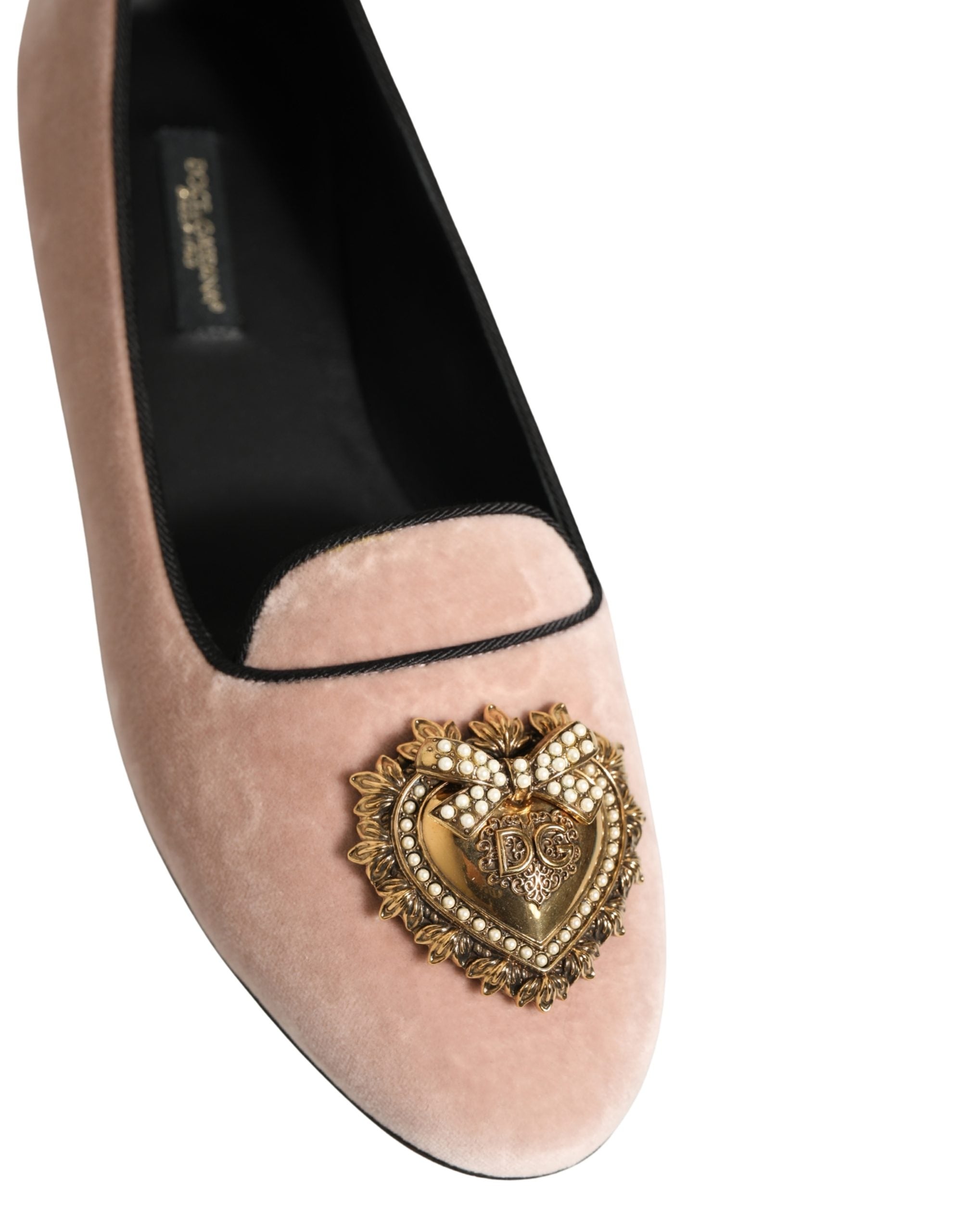 Dolce & Gabbana Pink Velvet Devotion Loafers Flats Women's Shoes (Pre-Owned)