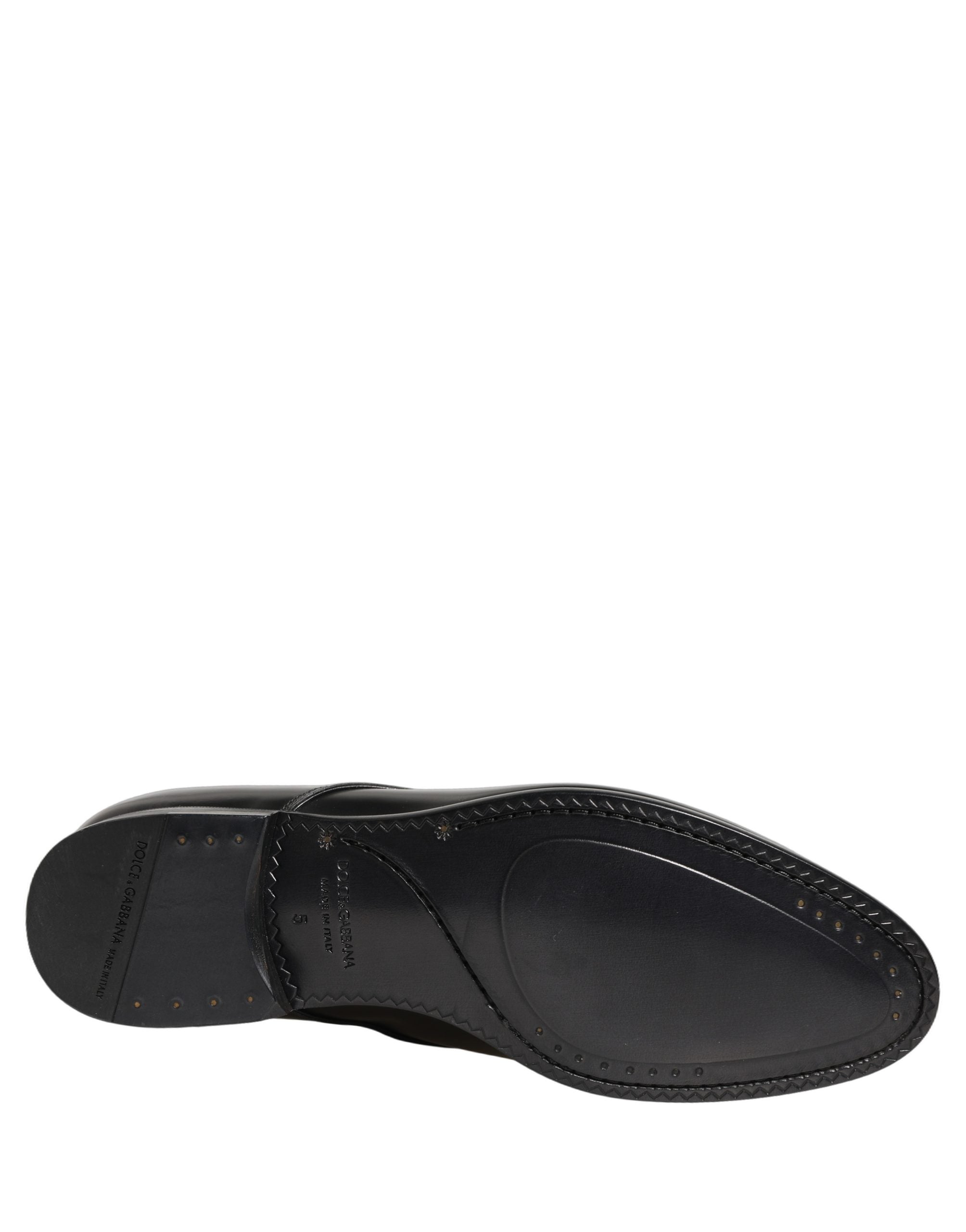 Dolce & Gabbana Black Leather Lace Up Derby Dress Women's Shoes