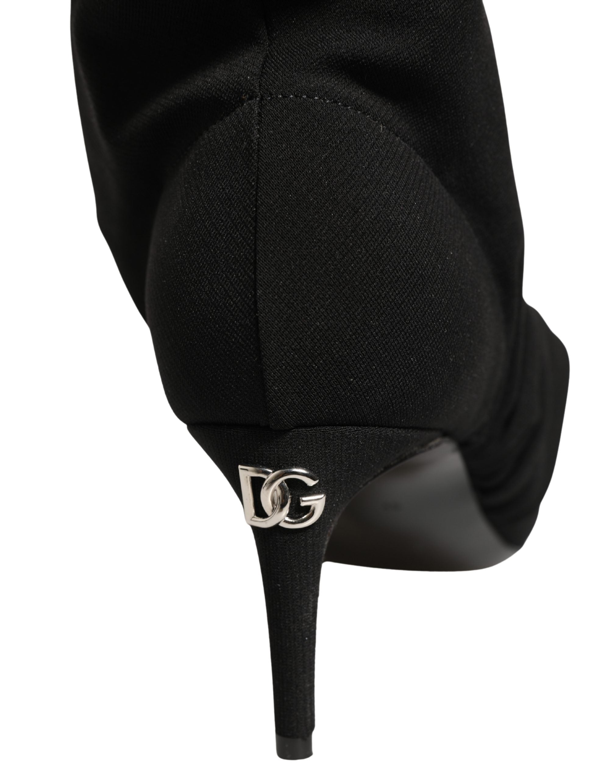 Dolce & Gabbana Black Stretch Socks Heels Ankle Boots Women's Shoes