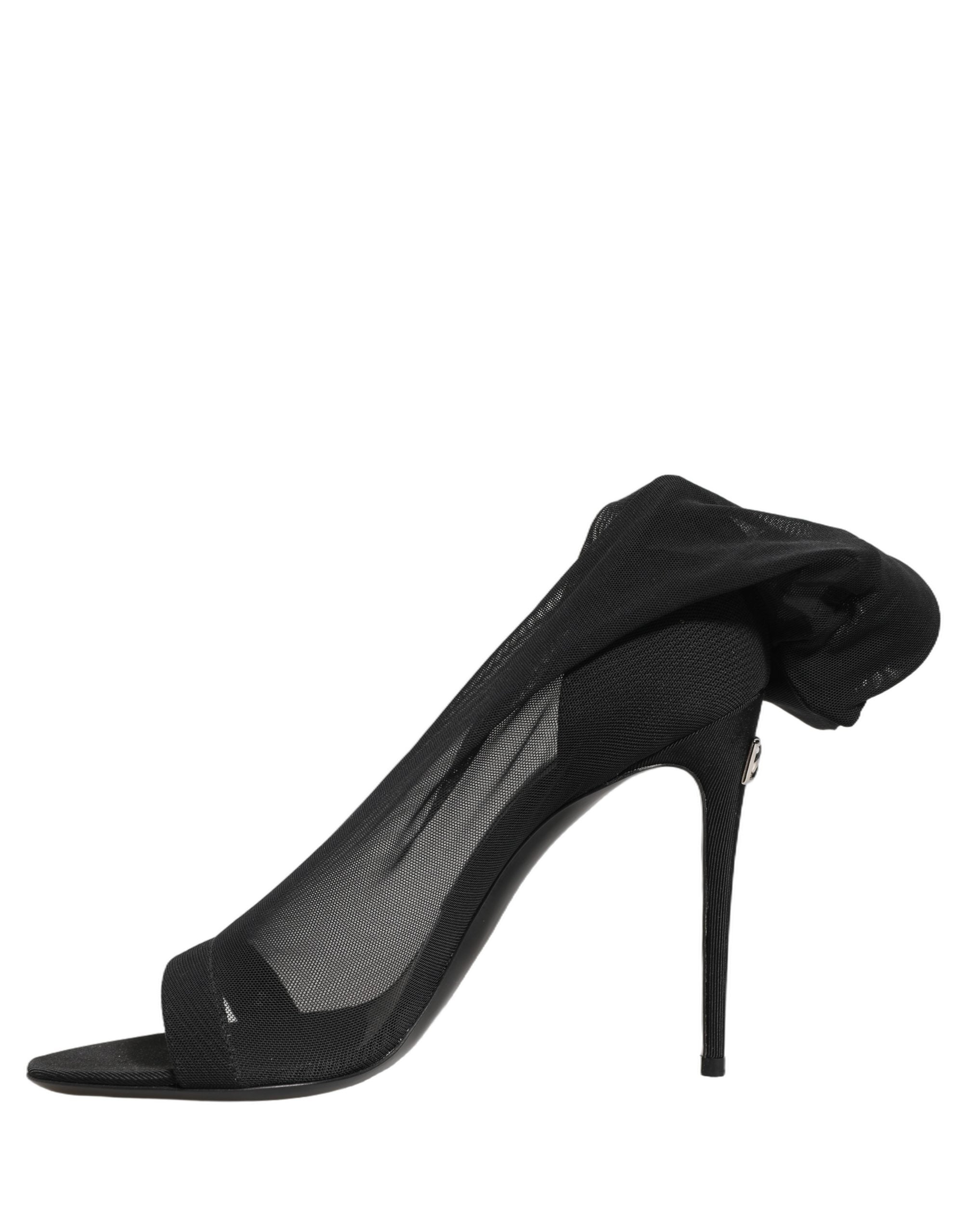 Dolce & Gabbana Black Nylon Mesh Sock Style Boots Women's Shoes