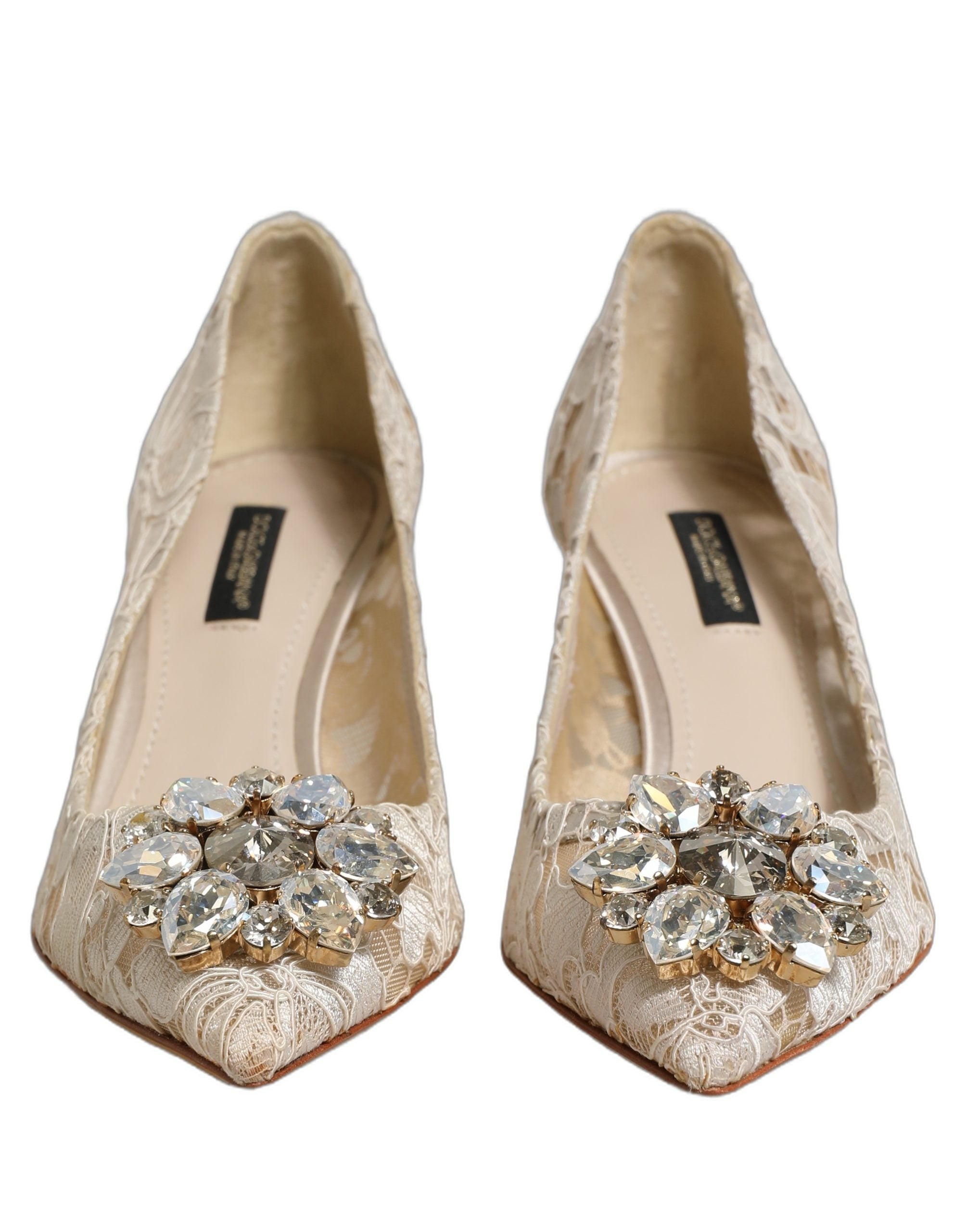 Dolce & Gabbana White Taormina Lace Crystal Pumps Women's Shoes (Pre-Owned)