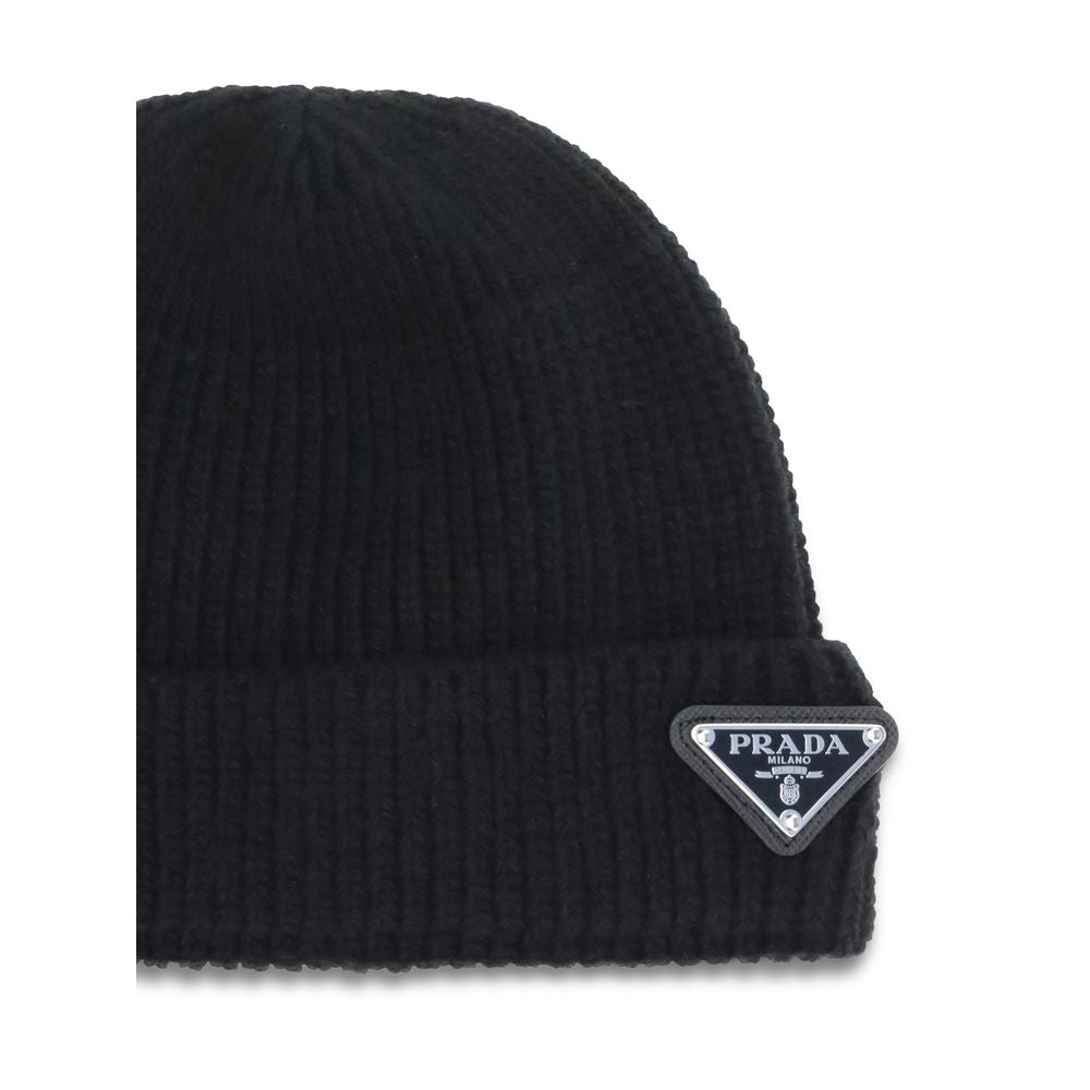 Prada Black Wool Oves Aries Men's Beanie