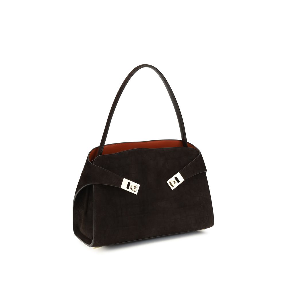 Ferragamo Brown Calf Leather Bos Taurus Shoulder Women's Bag