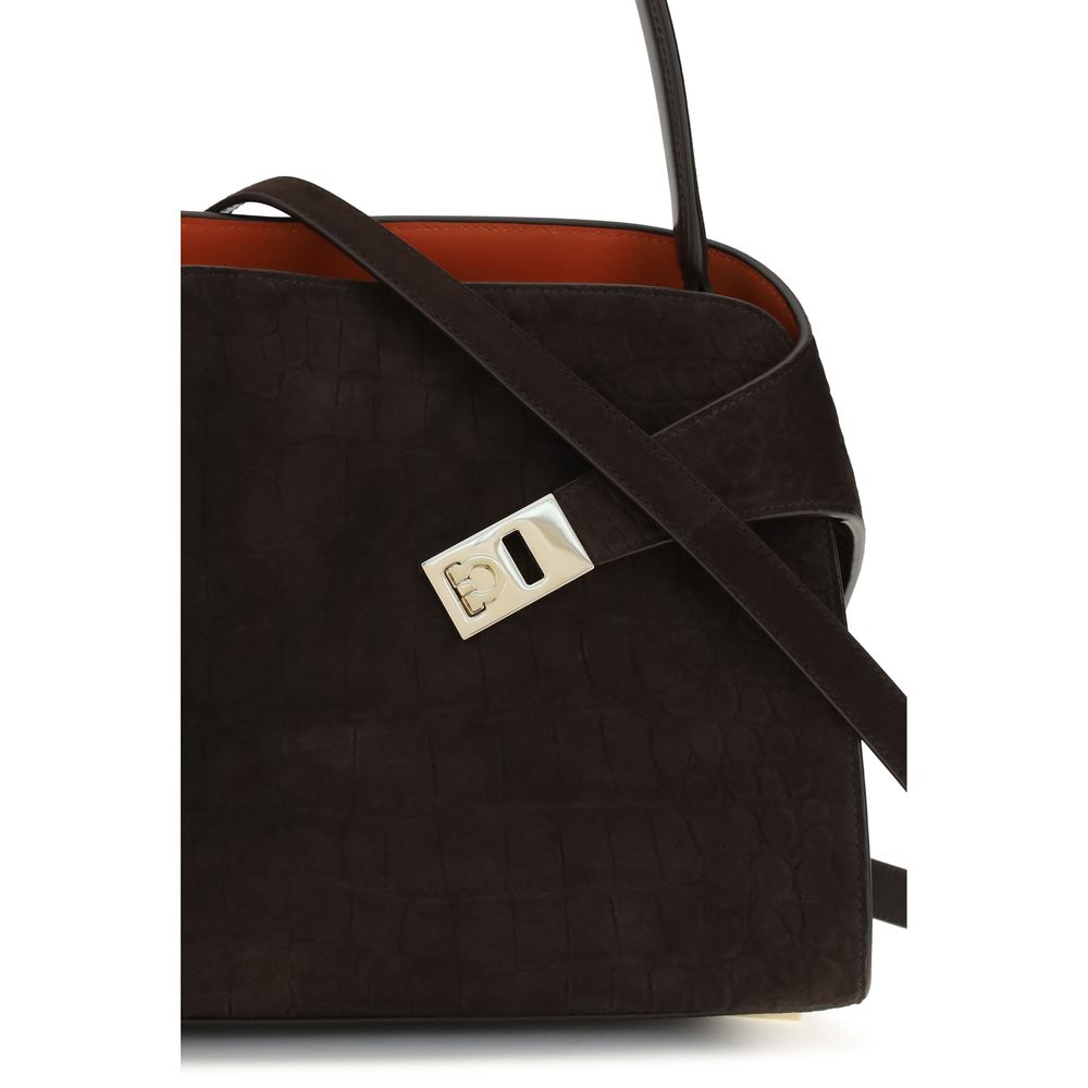 Ferragamo Brown Calf Leather Bos Taurus Shoulder Women's Bag