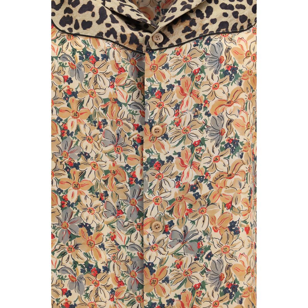 Valentino Multicolor Silk Pattern Men's Shirt