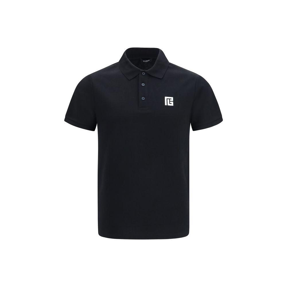 Balmain Black Cotton Polo Men's Shirt