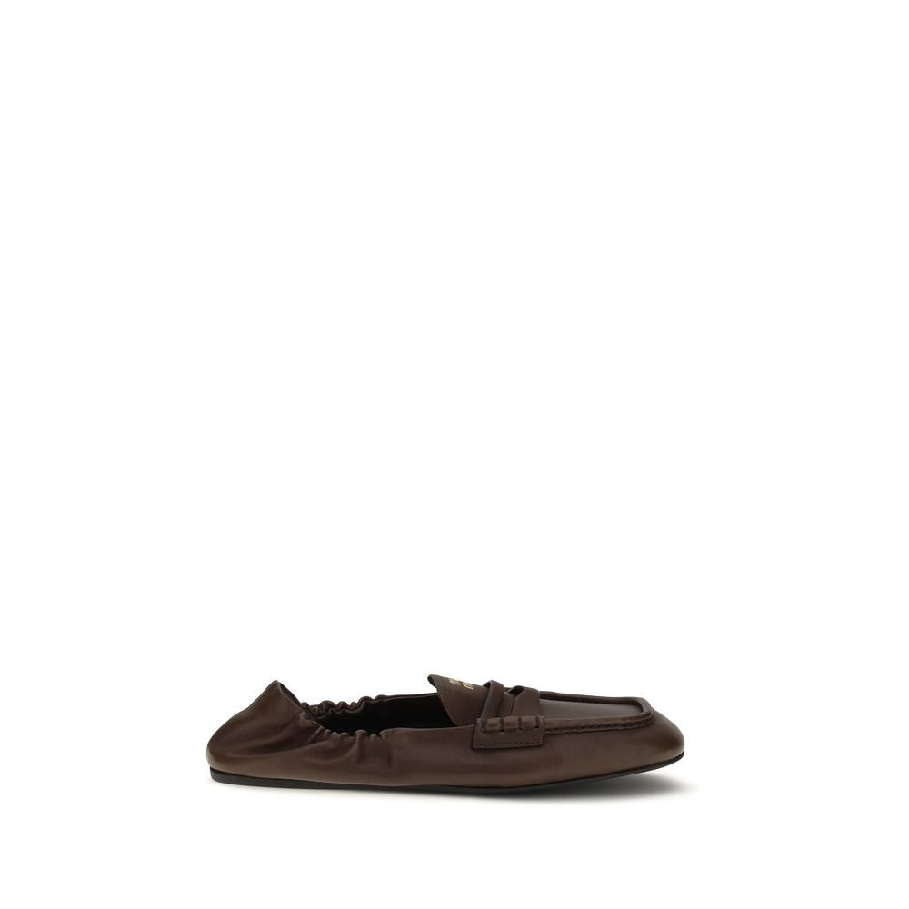 Miu Miu Brown Lamb Ovis Aries Aries Slip-On Women's Loafers