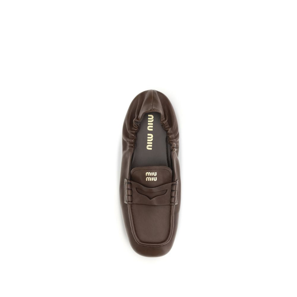 Miu Miu Brown Lamb Ovis Aries Aries Slip-On Women's Loafers