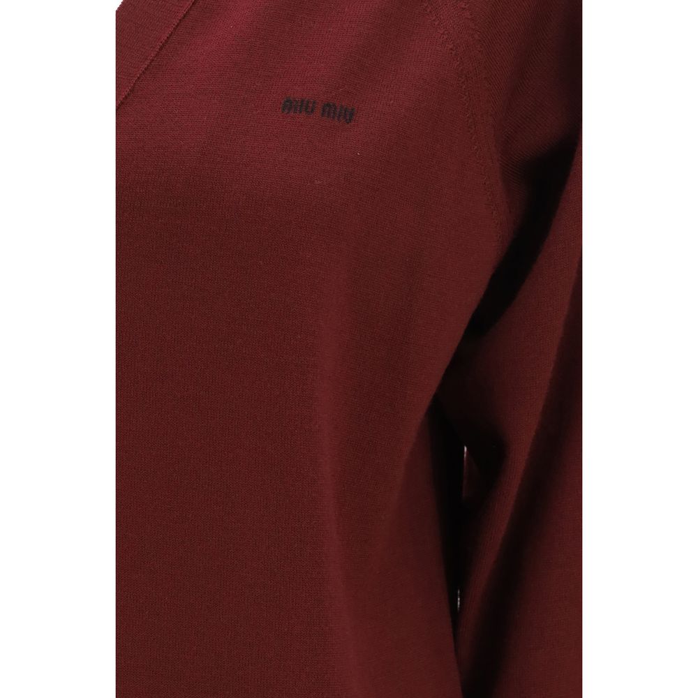 Miu Miu Bordeaux Wool Oves Aries Women's Cardigan
