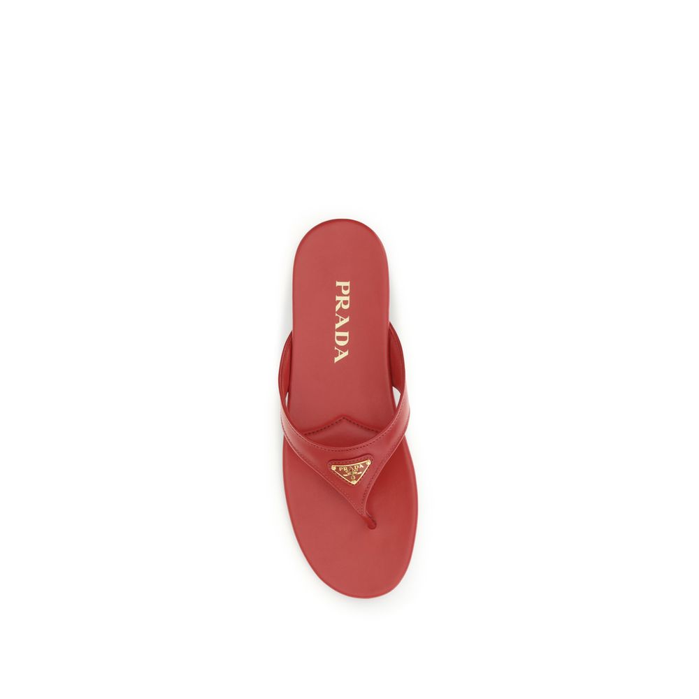 Prada Multicolor Calf Leather Bos Taurus Flat Women's Sandals