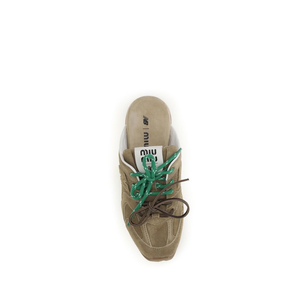 Miu Miu Beige Calf Leather Bos Taurus Athletic Women's Sneakers