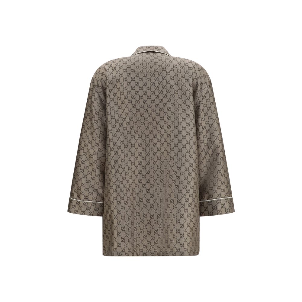 Gucci Beige Silk Dress Women's Shirt