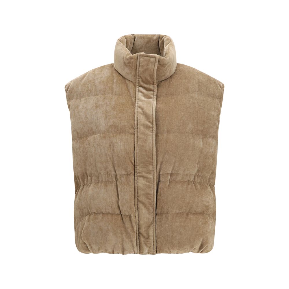 Brunello Cucinelli Beige Viscose Sleeveless Women's Jacket