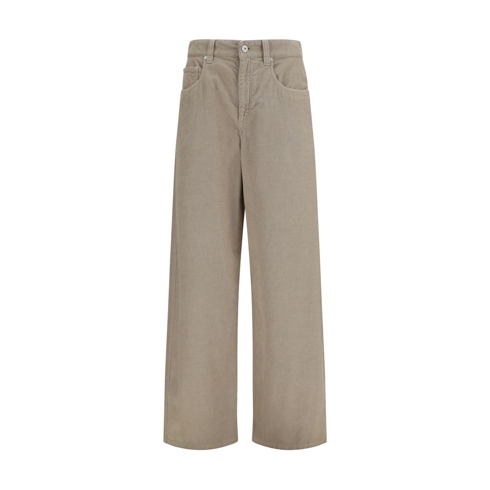 Brunello Cucinelli Beige Cotton Casual Women's Pants