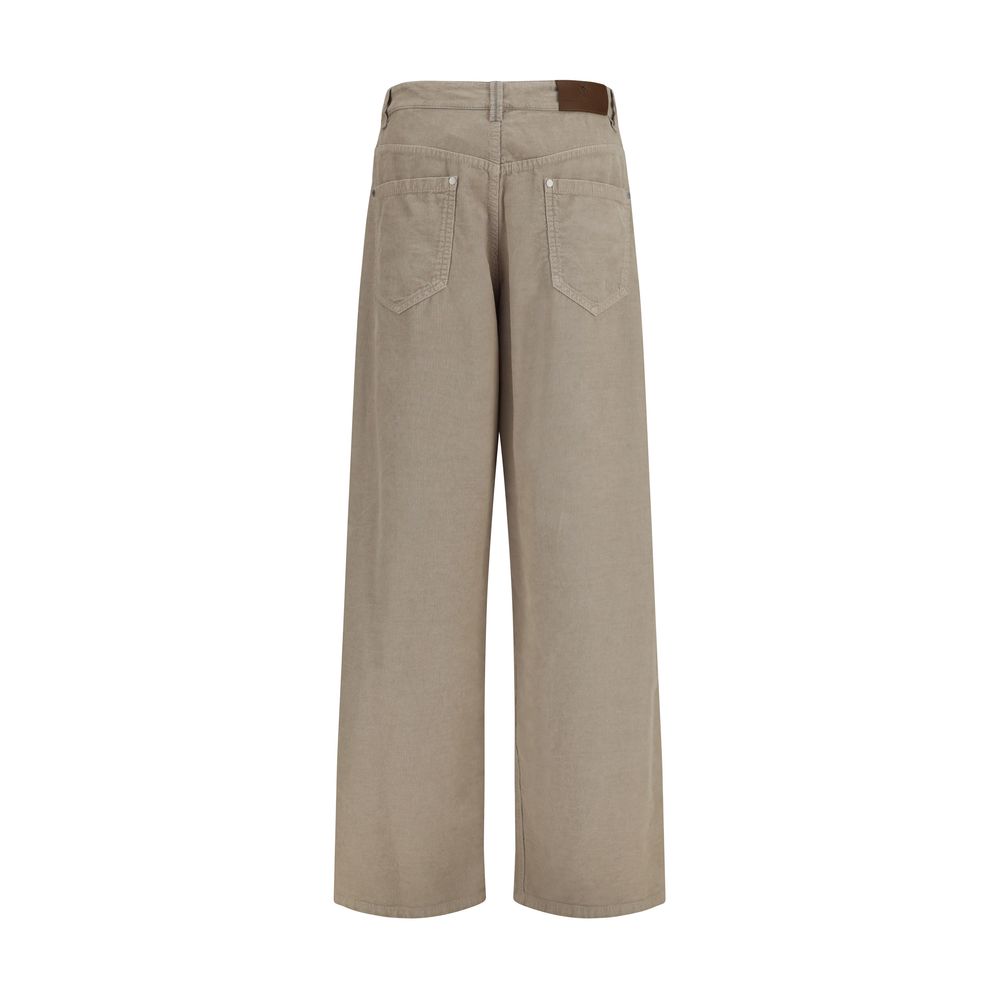 Brunello Cucinelli Beige Cotton Casual Women's Pants