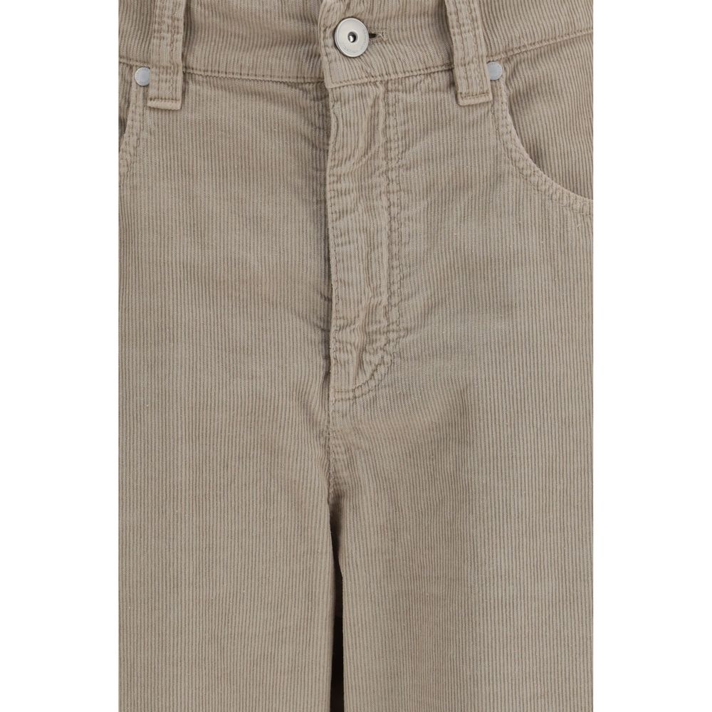 Brunello Cucinelli Beige Cotton Casual Women's Pants