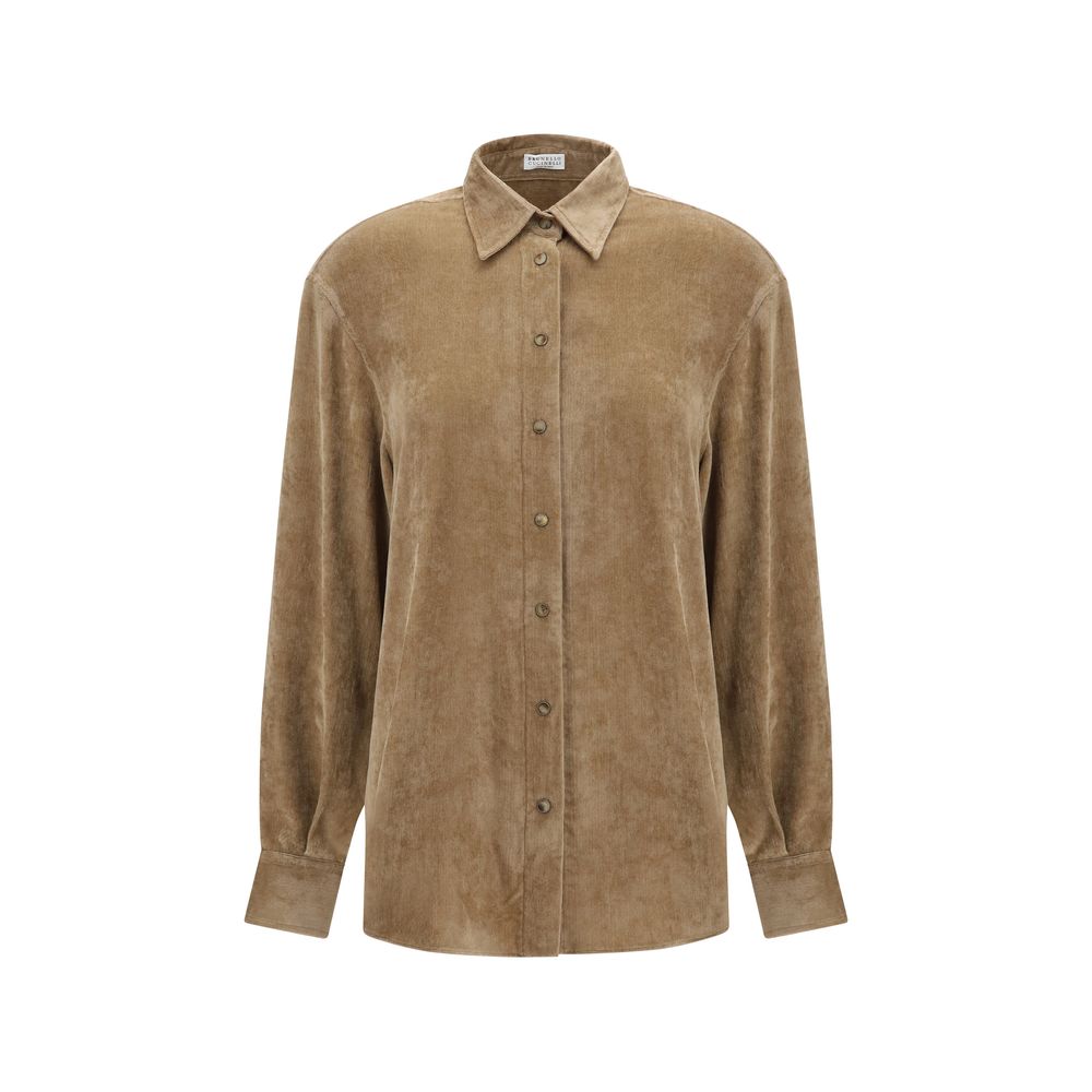 Brunello Cucinelli Beige Viscose Dress Women's Shirt