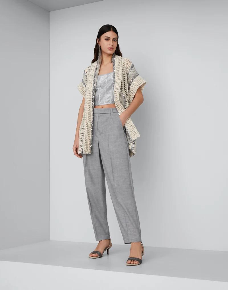 Brunello Cucinelli Bicolor Fibres Sleeveless Women's Jacket