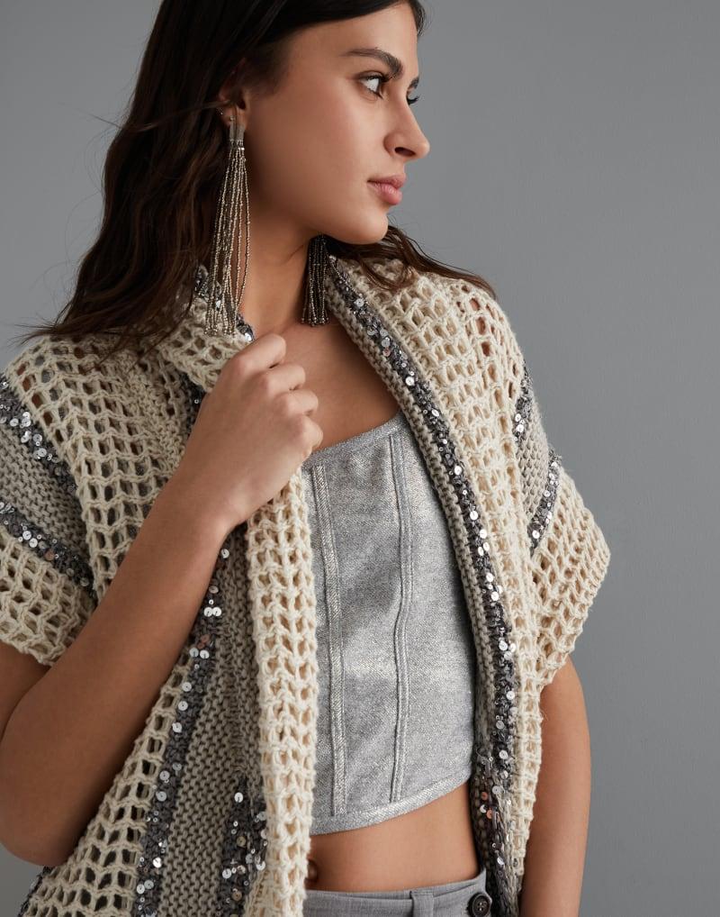 Brunello Cucinelli Bicolor Fibres Sleeveless Women's Jacket