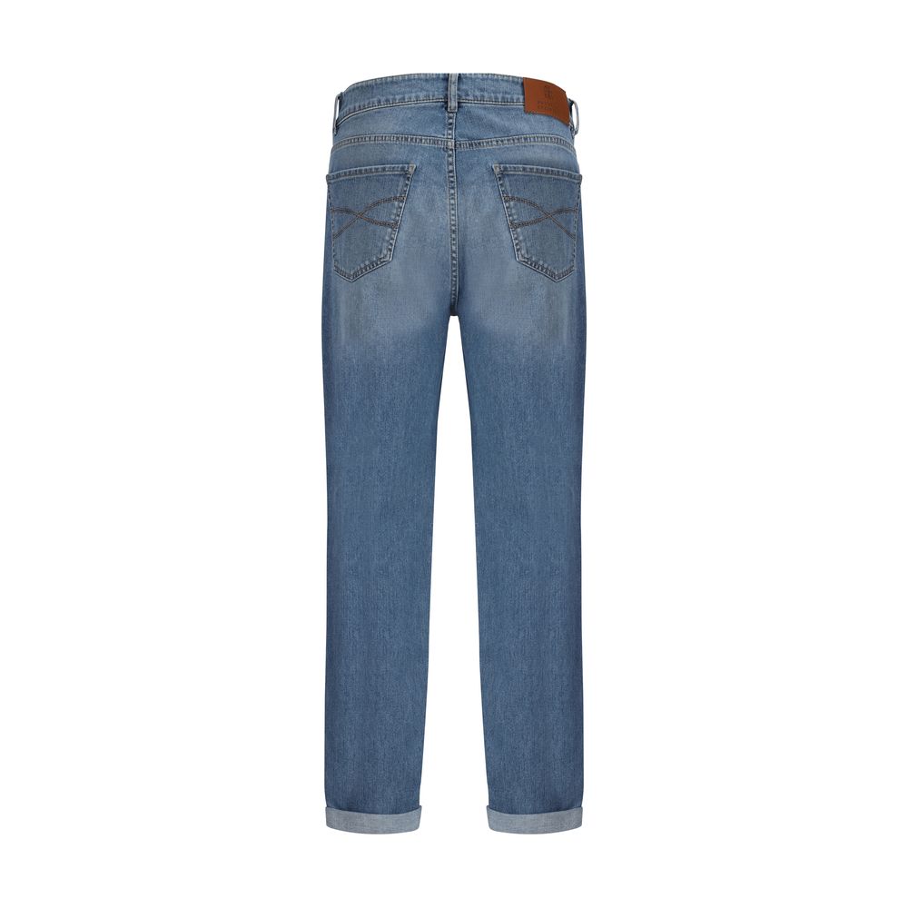 Brunello Cucinelli Blue Cotton Straight-Leg Men's Jeans