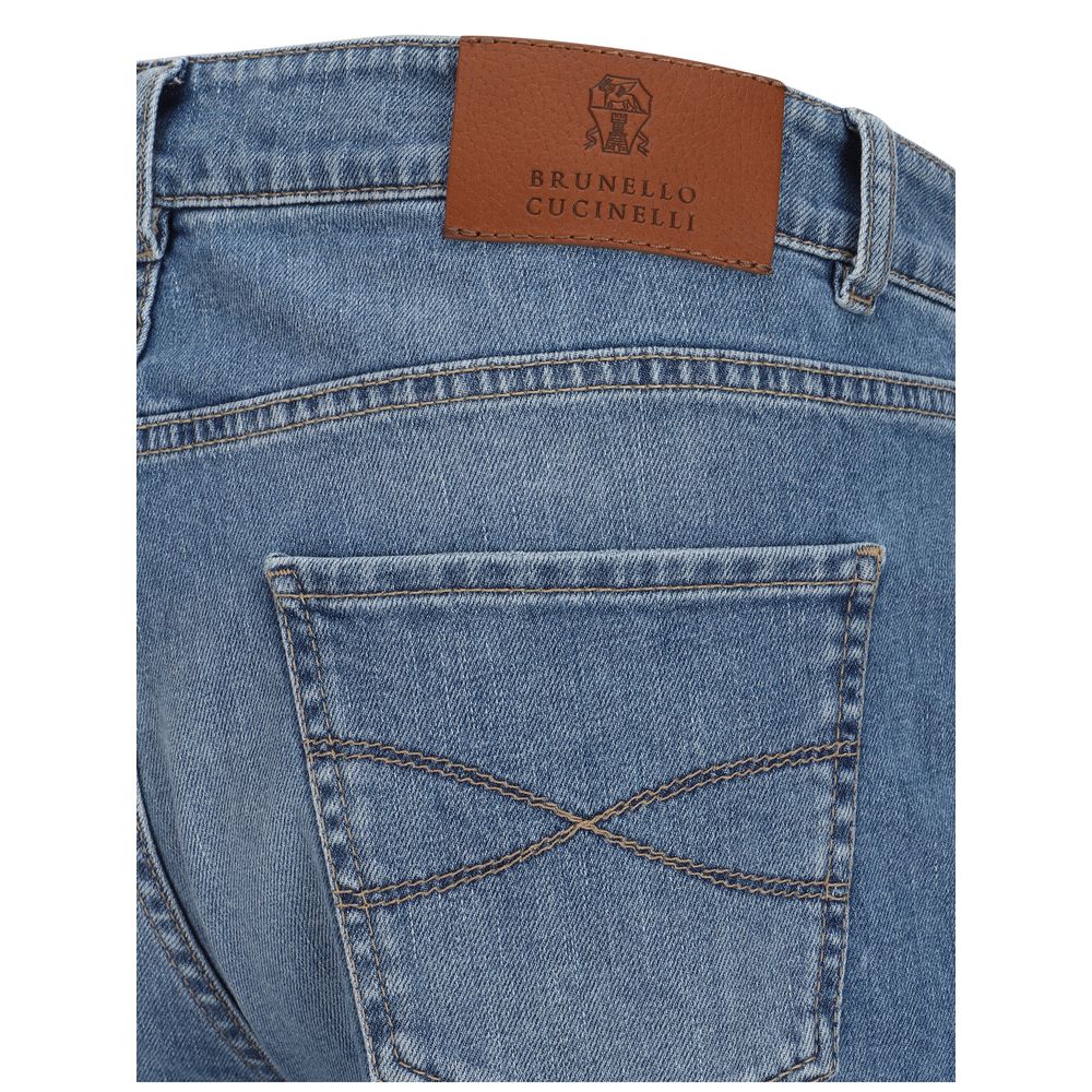 Brunello Cucinelli Blue Cotton Straight-Leg Men's Jeans