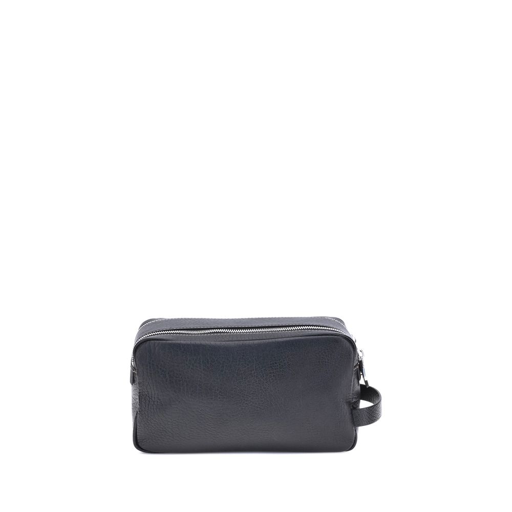 Brunello Cucinelli Black Calf Leather Bos Taurus Airpod Men's Holder