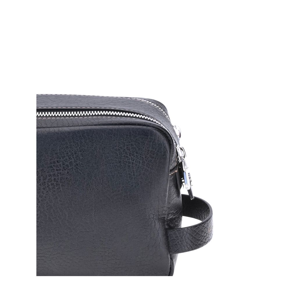 Brunello Cucinelli Black Calf Leather Bos Taurus Airpod Men's Holder